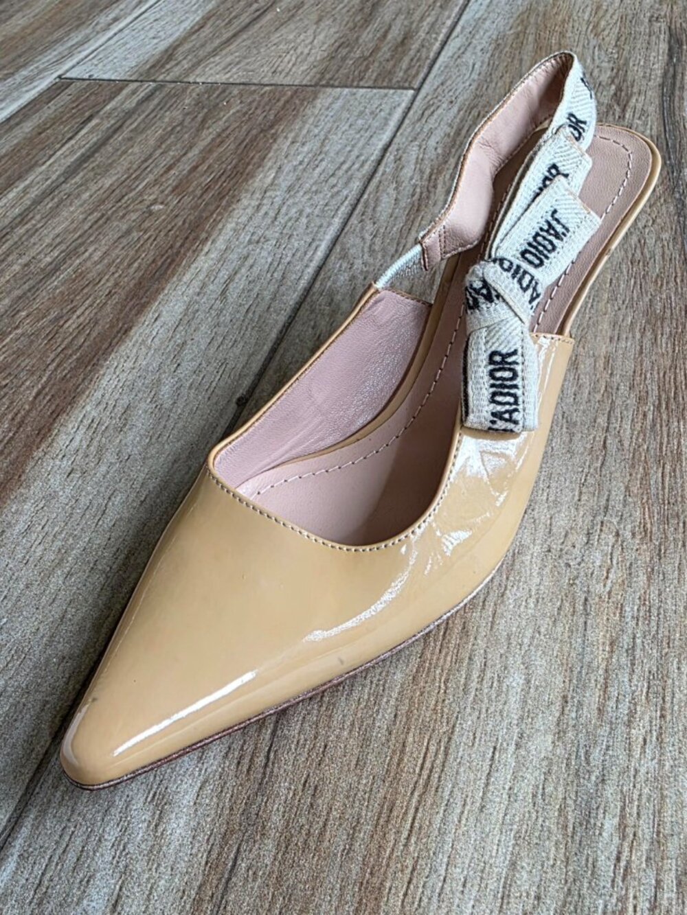 Dior J'Adior Slingback Nude Patent Leather Shoe Eur. 37